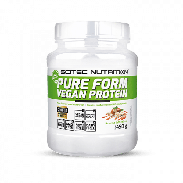 SCITEC NUTRITION Pure Form Vegan Protein 450g - Haselnuss-Toffee - MHD 30.09.2022