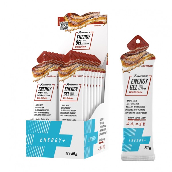 PROTEINI.SI ENERGY+ ENERGY GEL Cola 18x60g with coffein